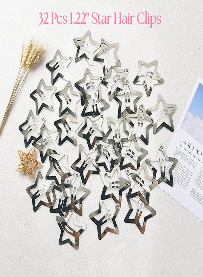 Isvo 32 PCS 1.22" Star Hair Clips, Y2K Accessories, Non-Slip Metal Snap Silver Barrettes for Kids & Girls & Women kpop Styling - Image 3